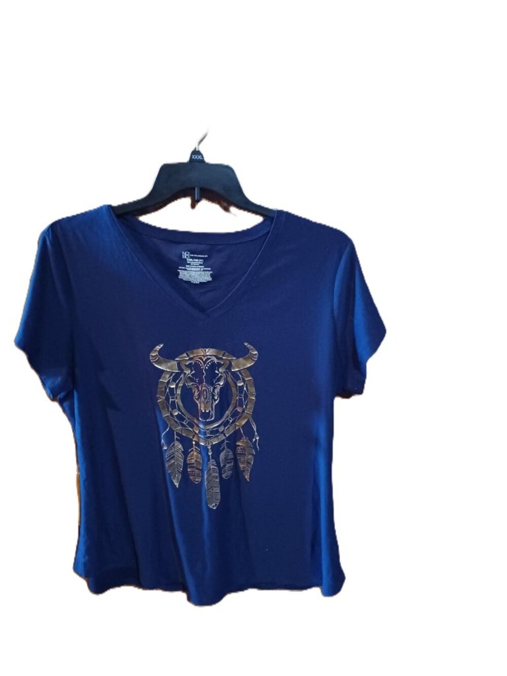 No Boundaries Navy T-Shirt Gold Bull & Feathers